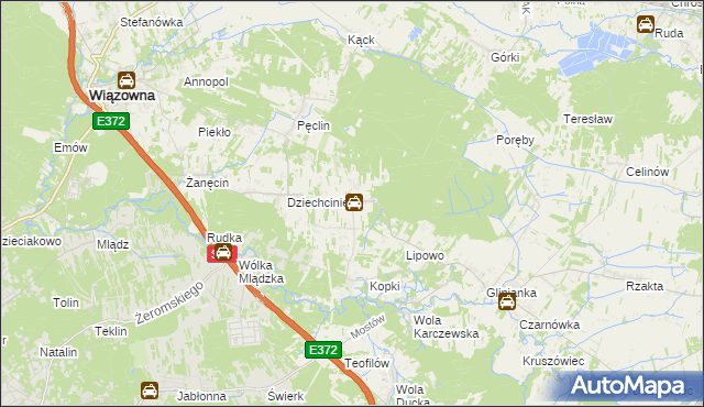 mapa Malcanów gmina Wiązowna, Malcanów gmina Wiązowna na mapie Targeo