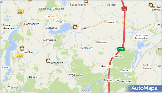 mapa Małżewo, Małżewo na mapie Targeo