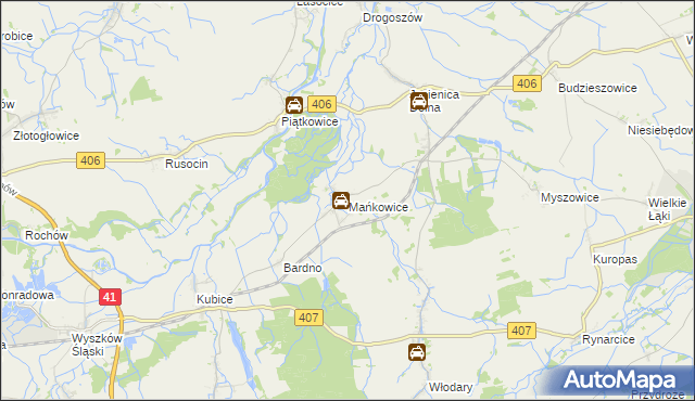 mapa Mańkowice, Mańkowice na mapie Targeo