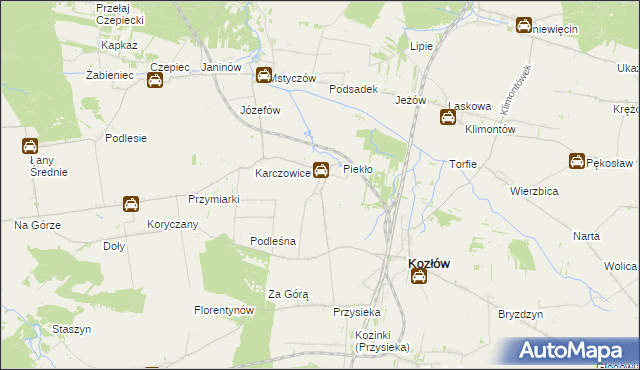 mapa Marcinowice gmina Kozłów, Marcinowice gmina Kozłów na mapie Targeo