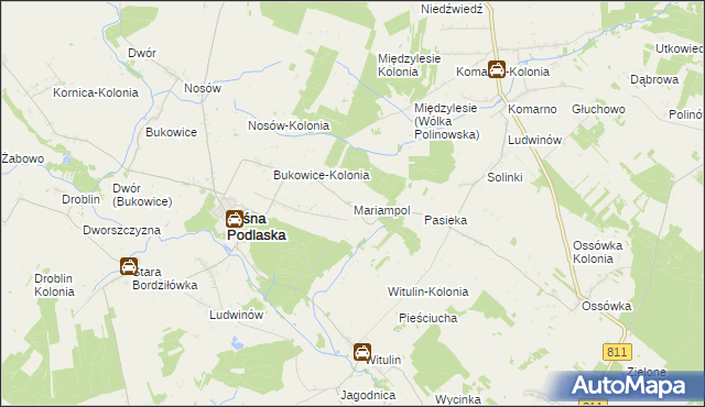 mapa Mariampol gmina Leśna Podlaska, Mariampol gmina Leśna Podlaska na mapie Targeo