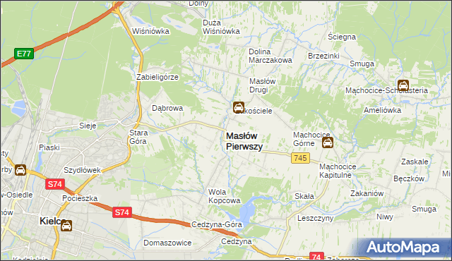 mapa Masłów Pierwszy, Masłów Pierwszy na mapie Targeo