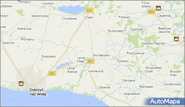 mapa Michałkowo gmina Dobrzyń nad Wisłą, Michałkowo gmina Dobrzyń nad Wisłą na mapie Targeo