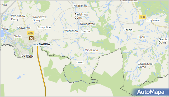 mapa Miedziana gmina Sulików, Miedziana gmina Sulików na mapie Targeo