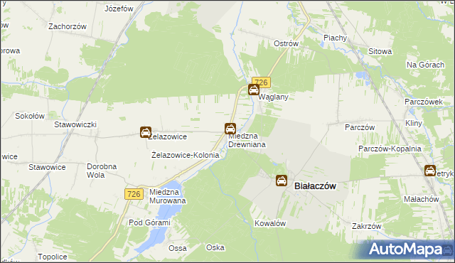 mapa Miedzna Drewniana, Miedzna Drewniana na mapie Targeo