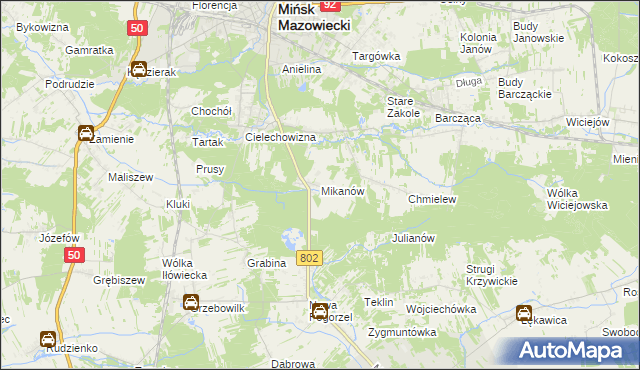 mapa Mikanów, Mikanów na mapie Targeo