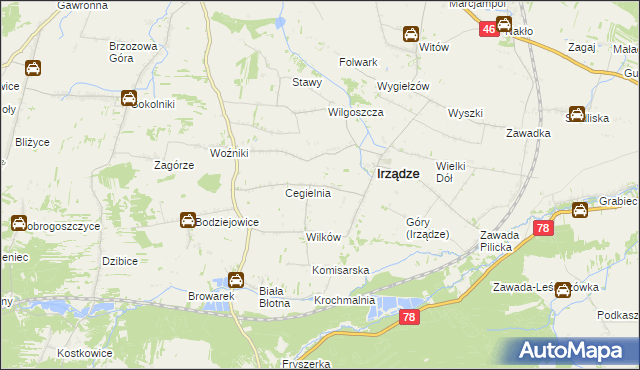 mapa Mikołajewice gmina Irządze, Mikołajewice gmina Irządze na mapie Targeo