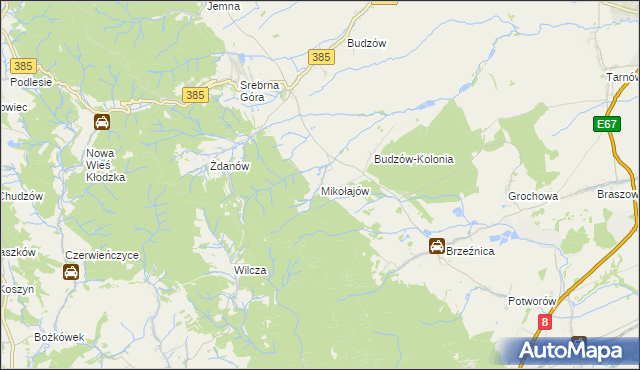 mapa Mikołajów gmina Stoszowice, Mikołajów gmina Stoszowice na mapie Targeo