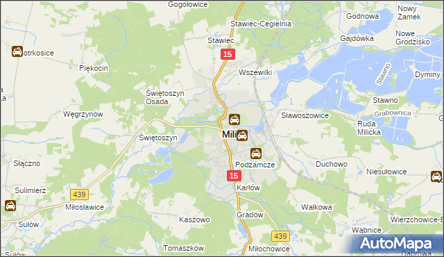 mapa Milicz, Milicz na mapie Targeo