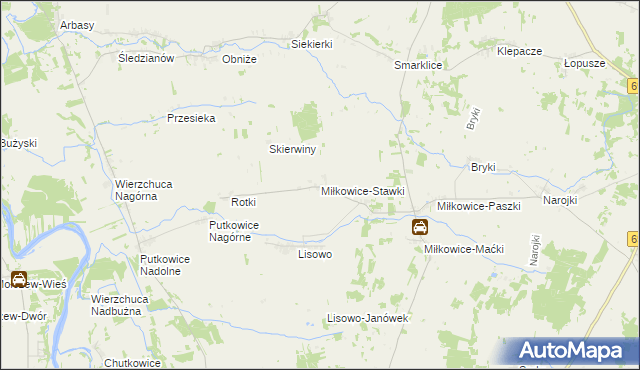 mapa Miłkowice-Stawki, Miłkowice-Stawki na mapie Targeo
