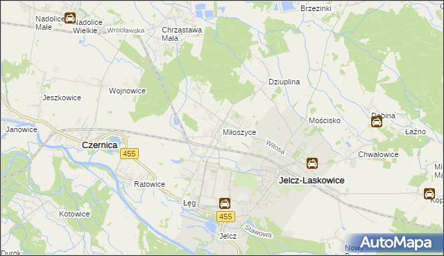 mapa Miłoszyce, Miłoszyce na mapie Targeo