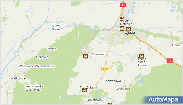 mapa Mirosław gmina Ujście, Mirosław gmina Ujście na mapie Targeo