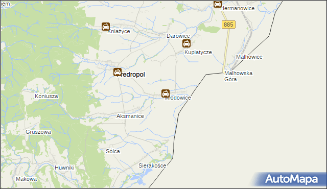 mapa Młodowice, Młodowice na mapie Targeo