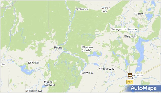 mapa Młynowo gmina Łobżenica, Młynowo gmina Łobżenica na mapie Targeo