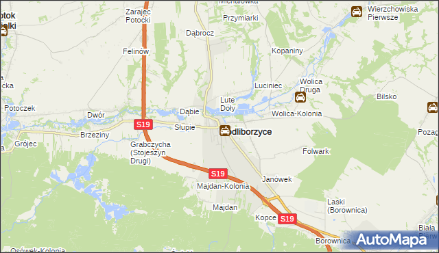 mapa Modliborzyce powiat janowski, Modliborzyce powiat janowski na mapie Targeo