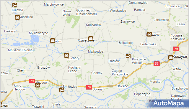 mapa Modrzany, Modrzany na mapie Targeo