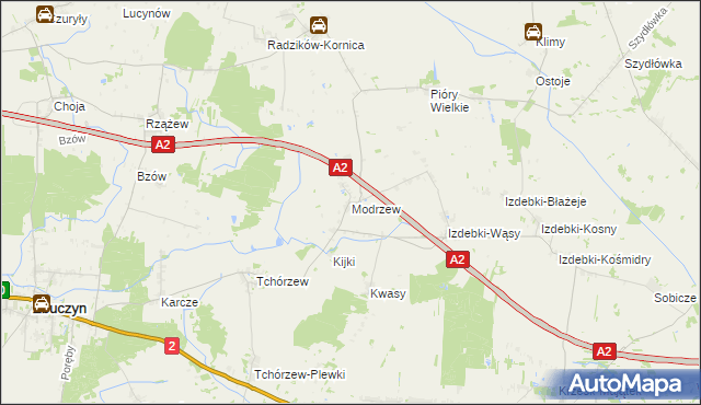 mapa Modrzew gmina Zbuczyn, Modrzew gmina Zbuczyn na mapie Targeo