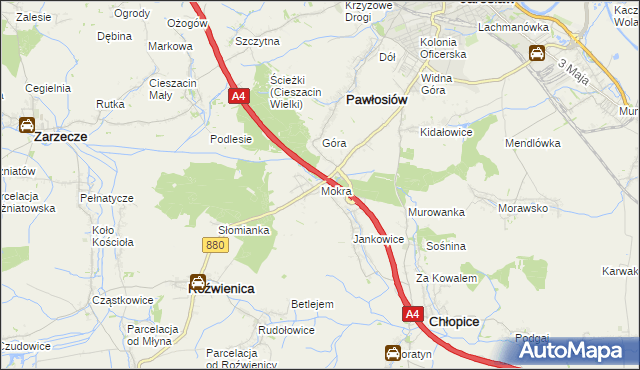 mapa Mokra gmina Roźwienica, Mokra gmina Roźwienica na mapie Targeo