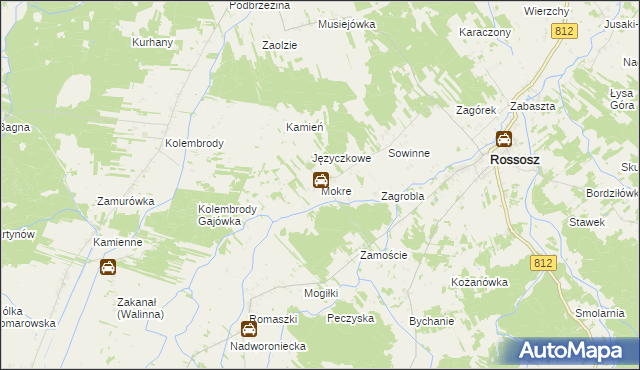 mapa Mokre gmina Rossosz, Mokre gmina Rossosz na mapie Targeo