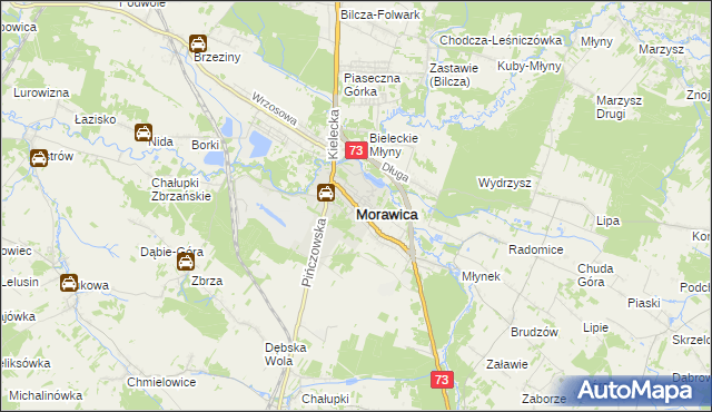 mapa Morawica powiat kielecki, Morawica powiat kielecki na mapie Targeo