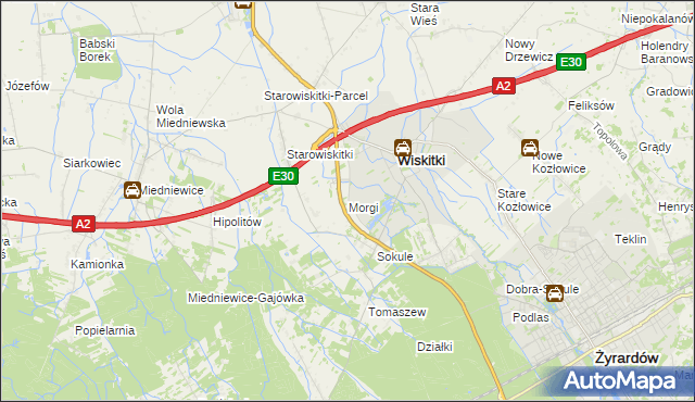 mapa Morgi gmina Wiskitki, Morgi gmina Wiskitki na mapie Targeo