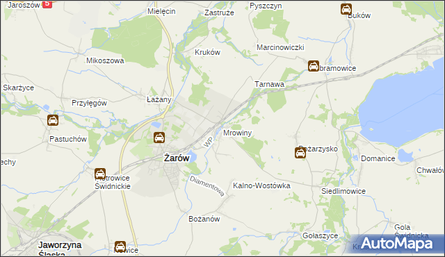 mapa Mrowiny gmina Żarów, Mrowiny gmina Żarów na mapie Targeo