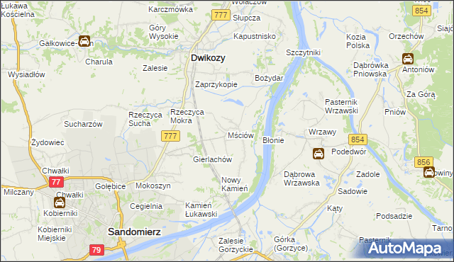 mapa Mściów, Mściów na mapie Targeo