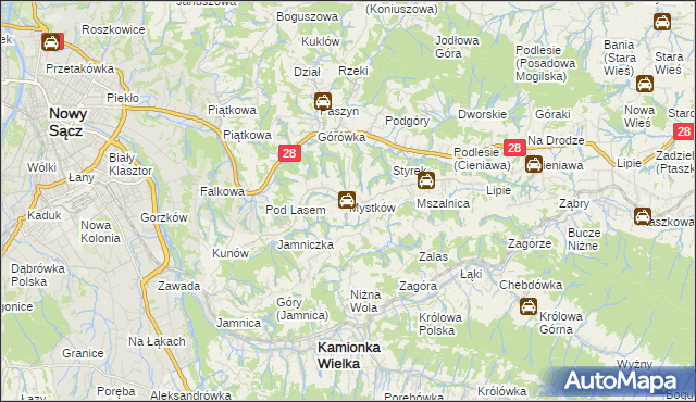 mapa Mystków, Mystków na mapie Targeo