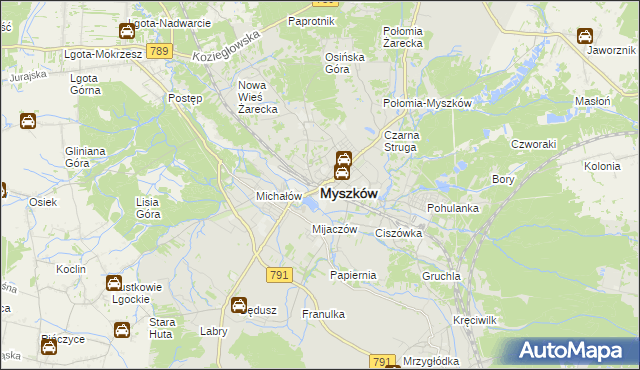 mapa Myszków, Myszków na mapie Targeo