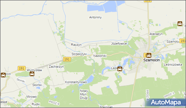 mapa Nadolniki, Nadolniki na mapie Targeo