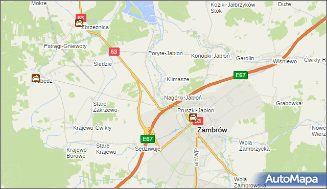 mapa Nagórki-Jabłoń, Nagórki-Jabłoń na mapie Targeo