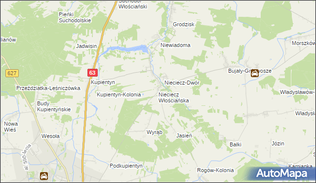 mapa Nieciecz Włościańska, Nieciecz Włościańska na mapie Targeo