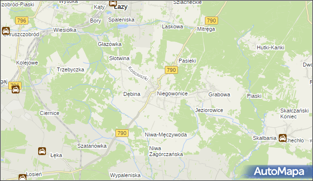 mapa Niegowonice, Niegowonice na mapie Targeo
