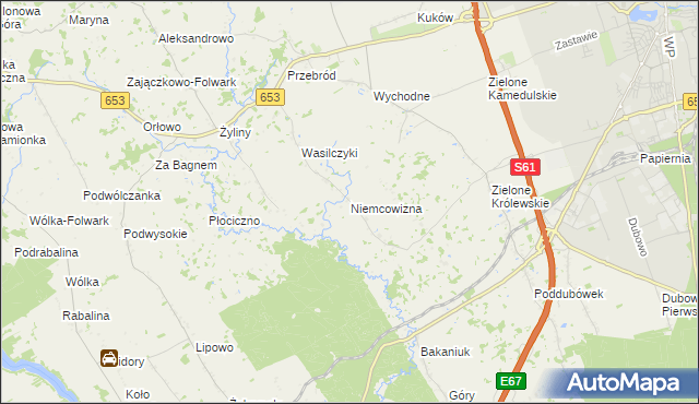 mapa Niemcowizna, Niemcowizna na mapie Targeo