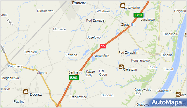 mapa Niewieścin, Niewieścin na mapie Targeo