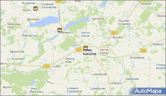 mapa Nowa Karczma powiat kościerski, Nowa Karczma powiat kościerski na mapie Targeo