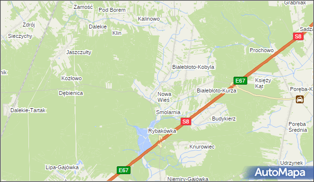 mapa Nowa Wieś gmina Brańszczyk, Nowa Wieś gmina Brańszczyk na mapie Targeo