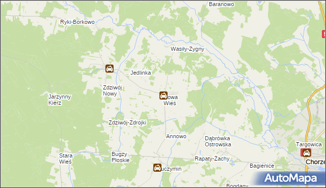 mapa Nowa Wieś gmina Chorzele, Nowa Wieś gmina Chorzele na mapie Targeo