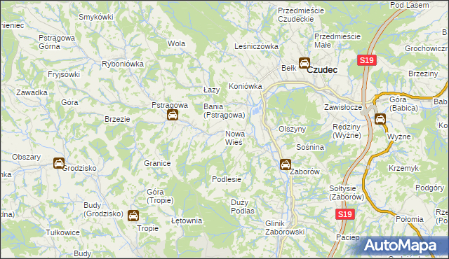 mapa Nowa Wieś gmina Czudec, Nowa Wieś gmina Czudec na mapie Targeo