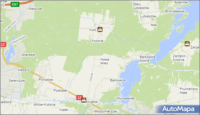 mapa Nowa Wieś gmina Sulejów, Nowa Wieś gmina Sulejów na mapie Targeo