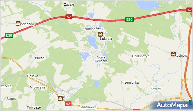mapa Nowa Wioska gmina Lubrza, Nowa Wioska gmina Lubrza na mapie Targeo