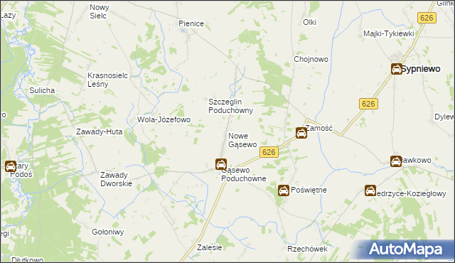 mapa Nowe Gąsewo, Nowe Gąsewo na mapie Targeo