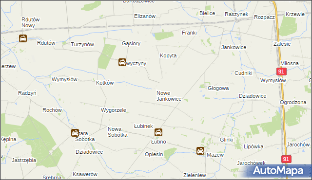 mapa Nowe Jankowice gmina Krośniewice, Nowe Jankowice gmina Krośniewice na mapie Targeo