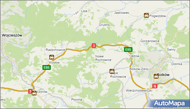 mapa Nowe Rochowice, Nowe Rochowice na mapie Targeo