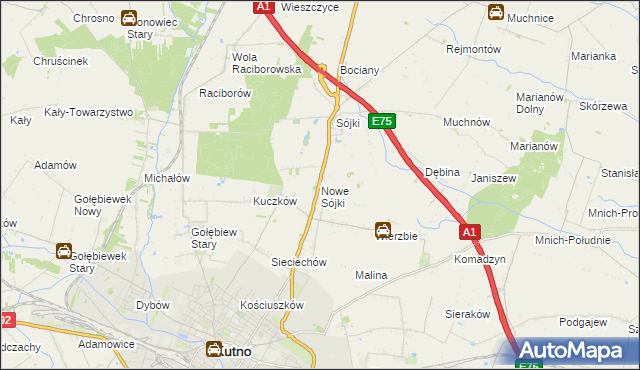 mapa Nowe Sójki, Nowe Sójki na mapie Targeo