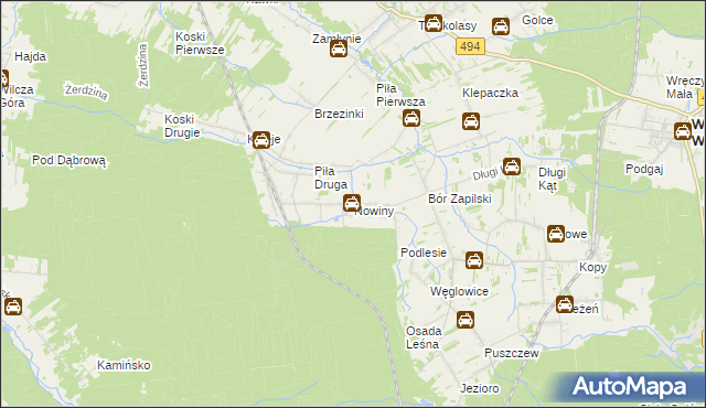 mapa Nowiny gmina Wręczyca Wielka, Nowiny gmina Wręczyca Wielka na mapie Targeo