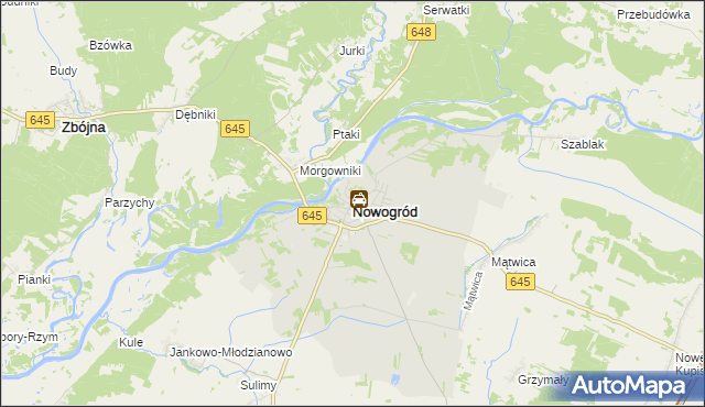 mapa Nowogród powiat łomżyński, Nowogród powiat łomżyński na mapie Targeo
