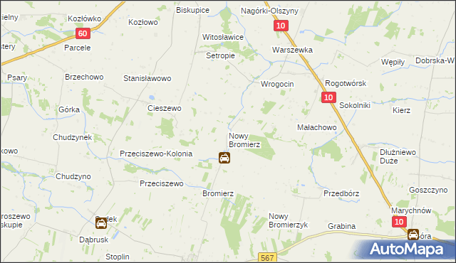 mapa Nowy Bromierz, Nowy Bromierz na mapie Targeo
