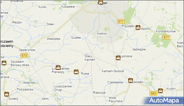 mapa Nowy Kamień gmina Gąbin, Nowy Kamień gmina Gąbin na mapie Targeo