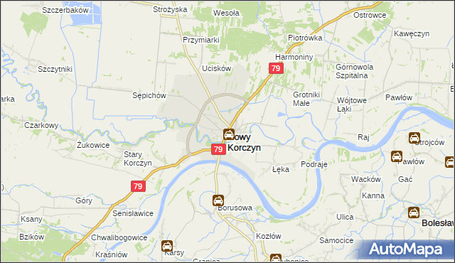 mapa Nowy Korczyn, Nowy Korczyn na mapie Targeo